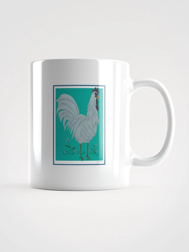 White Glossy Mug with Chicken and Green background product image (1)