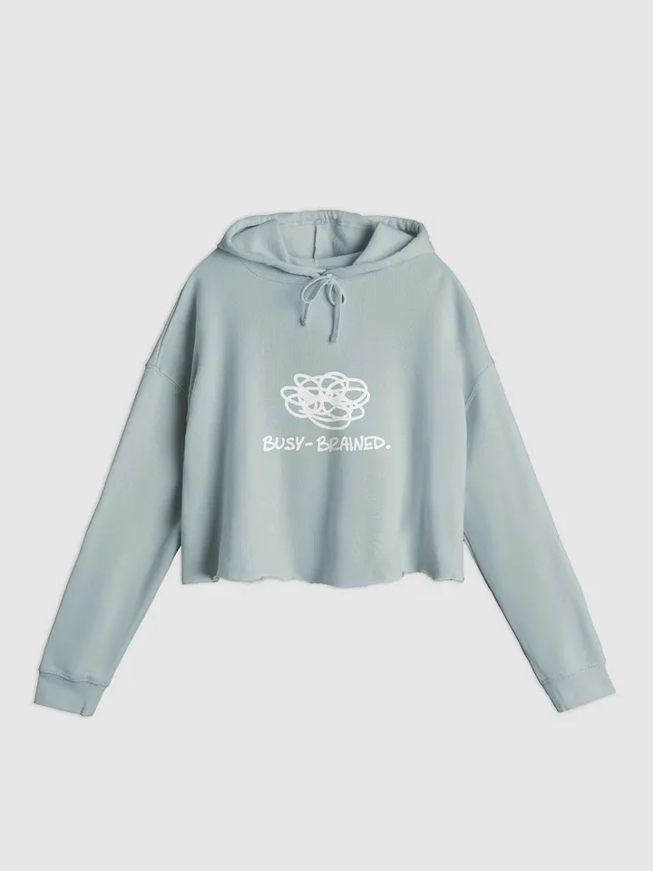 BUSY-BRAINED (white) lightweight cropped hoodie product image (1)
