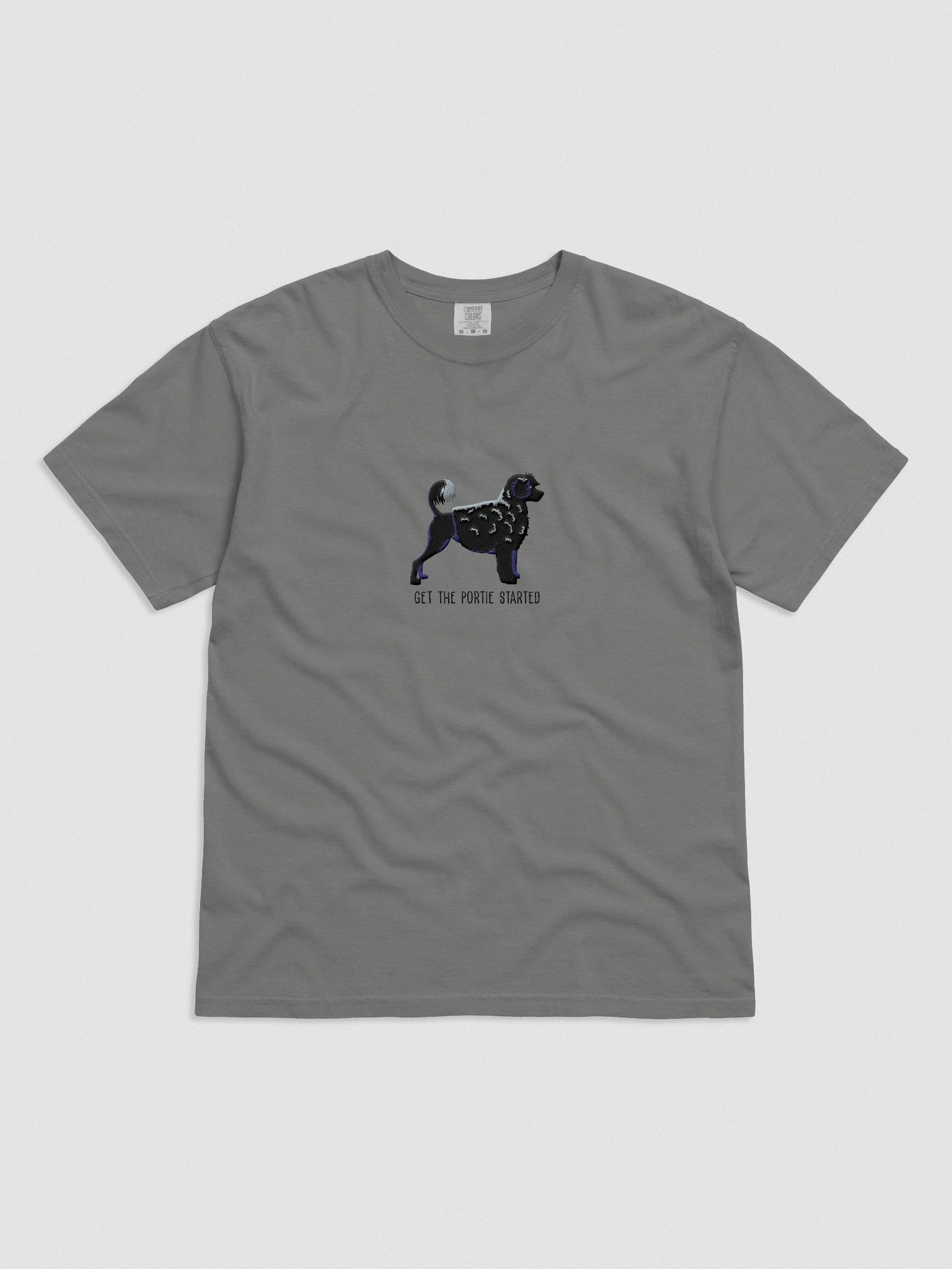 Get the Portie Started T-Shirt(Embroidered) of a Portuguese Water Dog(Black) product image (4)