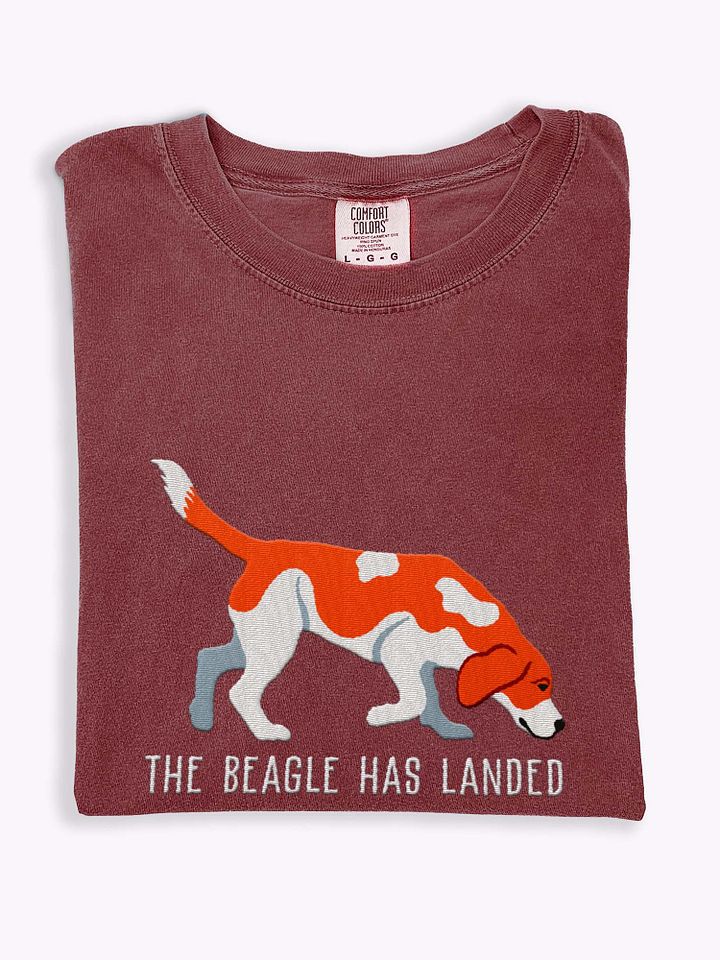 The Beagle Has Landed T-Shirt(Embroidered) of a Beagle(Red) product image (1)