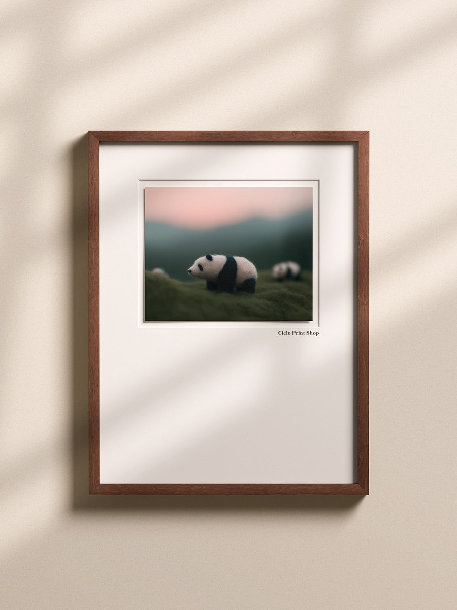 Cozy Calming Felted Panda Bear Art Print product image (4)