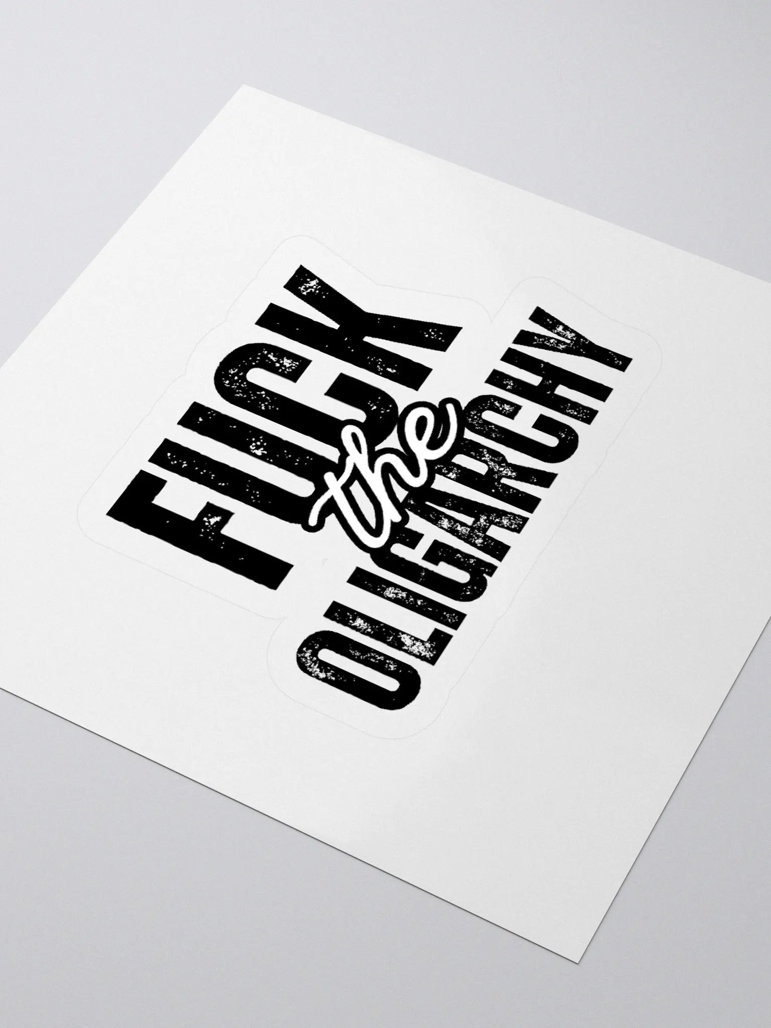 Fuck the Oligarchy Kiss Cut Stickers (in black) product image (3)