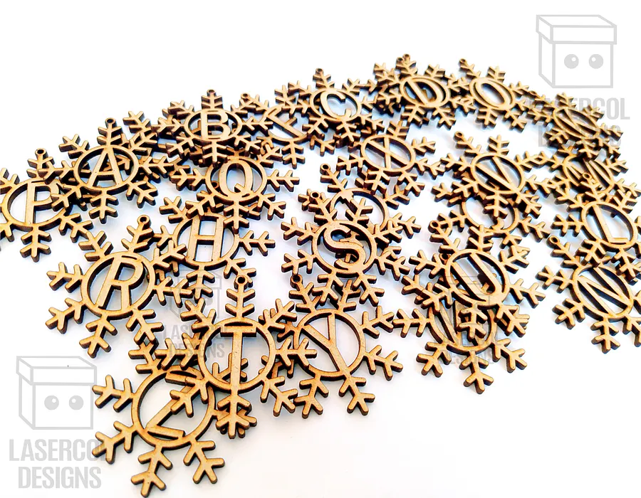 Monogram Snowflake Christmas Ornament - Laser Cut Files product image (2)