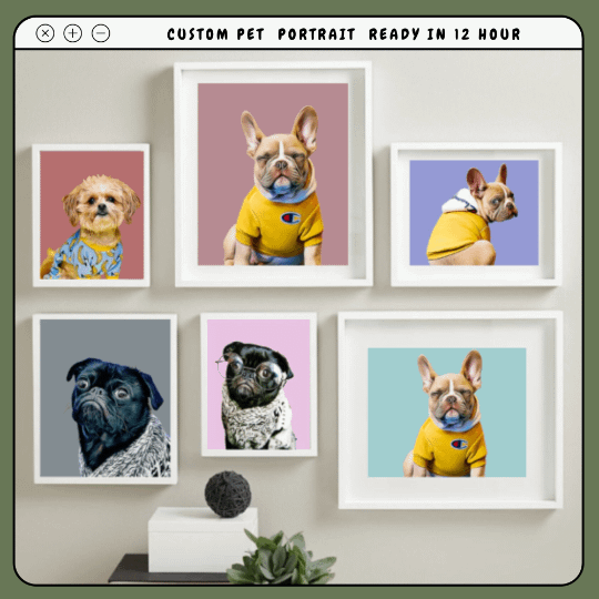 Pet Portrait Custom and Personalized. Pet Dog Wall Art DIGITAL DOWNLOAD, Custom Pet Portrait in Oil Painting Style, Pet Memorial Gift product image (1)