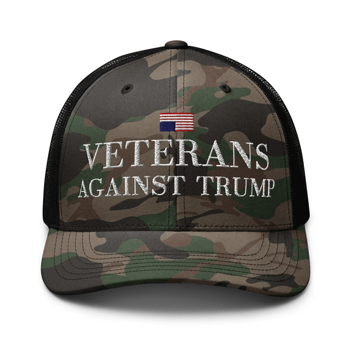Veterans Against Trump Camp Trucker Hat. (Distress Flag) product image (1)