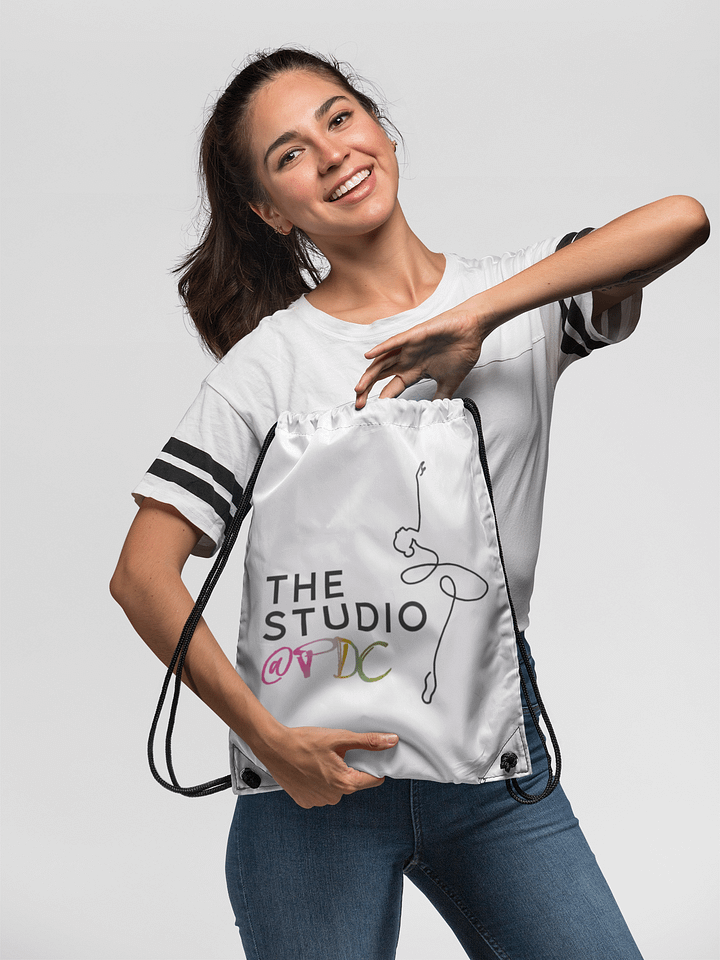 Drawstring Dance Bag | White with Studio Logo product image (2)