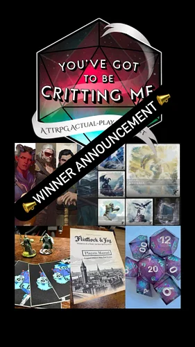 @charles.buckman.50 !!! Congratulations 🎉 

Thank you to our donators:
@dancing.druid.dice 
@crit_1_n_dun 
@flintlockandfog 
...