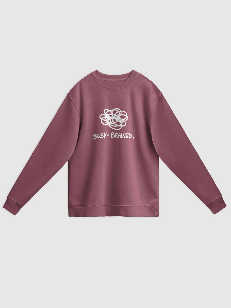 BUSY-BRAINED (white) printed pigment crewneck product image (1)
