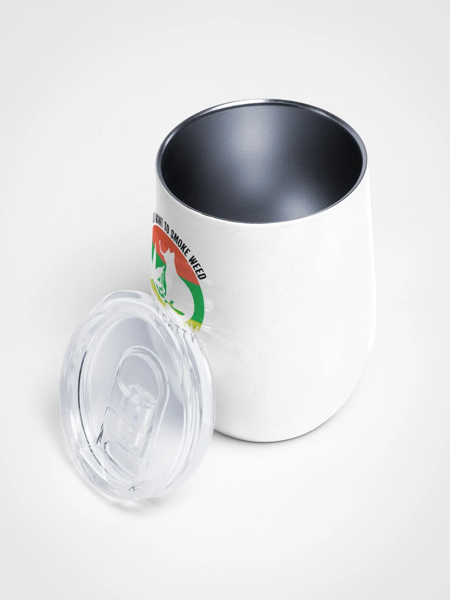 I Just Want to Smoke Weed with Catty - Wine Tumbler product image (3)