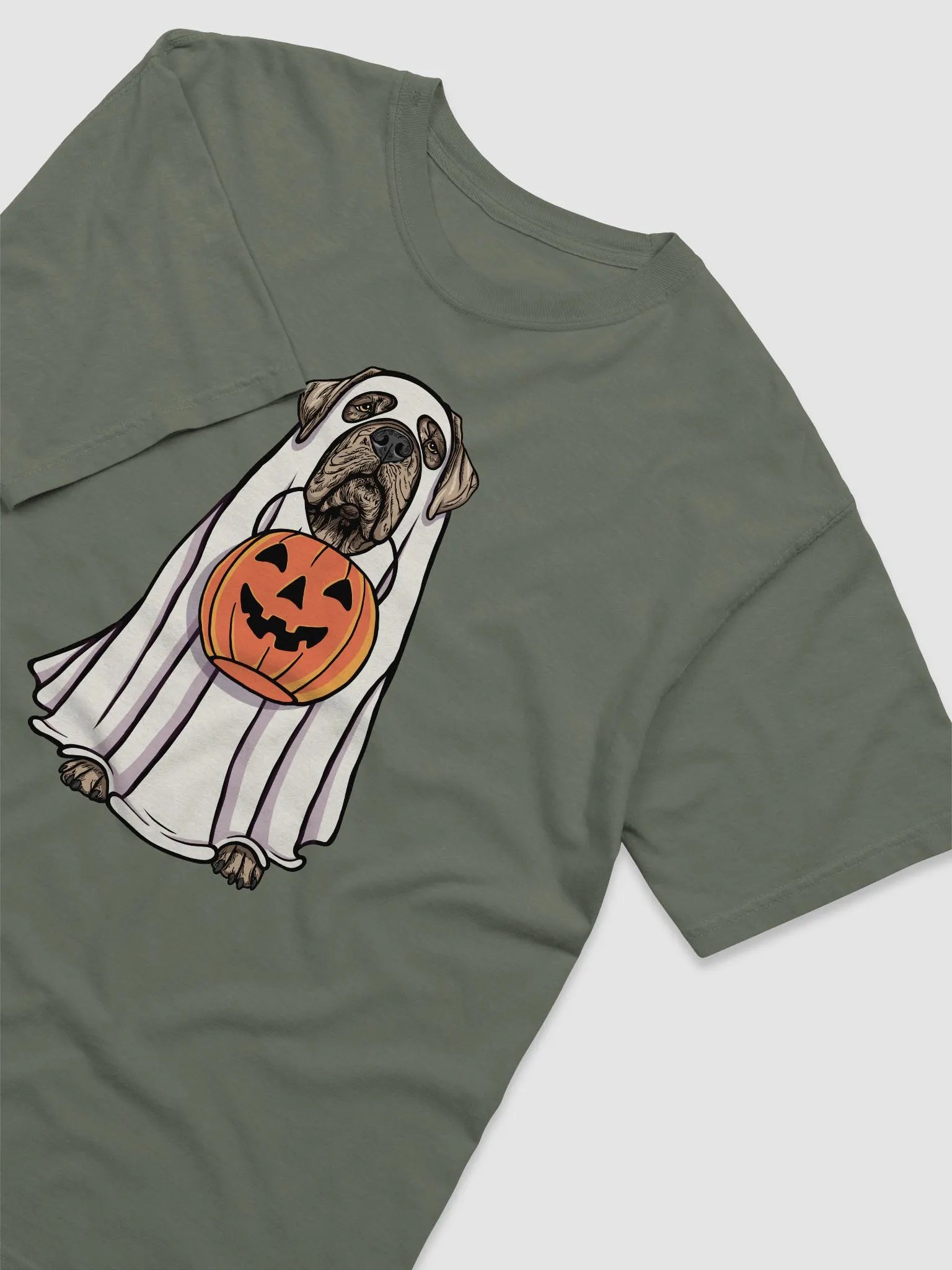 Funny Halloween Neapolitan Mastiff T-Shirt | Funny Dog Wearing a Ghost Costume and Holding a Pumpkin Basket product image (14)
