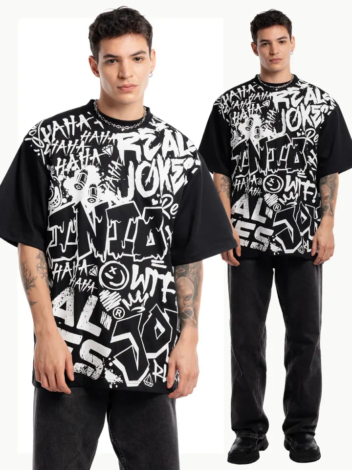 REAL JOKES SCATTERED - BLACK Oversized Unisex Tshirt product image (1)