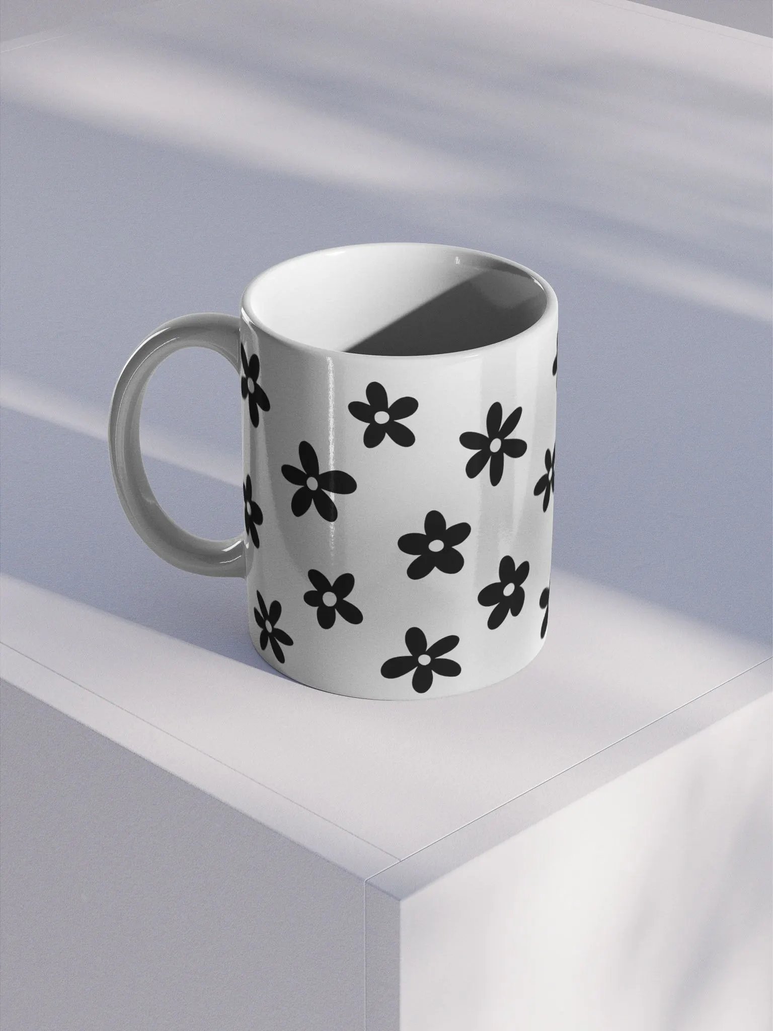 black and white floral mug product image (2)