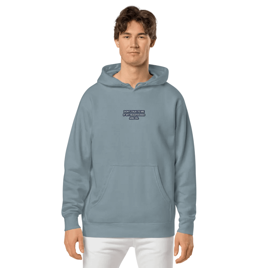 HEADPHONES ON (navy bubble design 2) embroidered pigment hoodie product image (3)