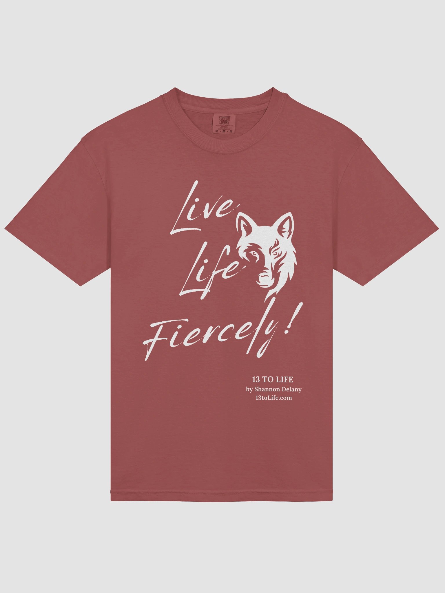 Live Life Fiercely – 13 TO LIFE Wolf T-shirt – White Print on Color product image (35)
