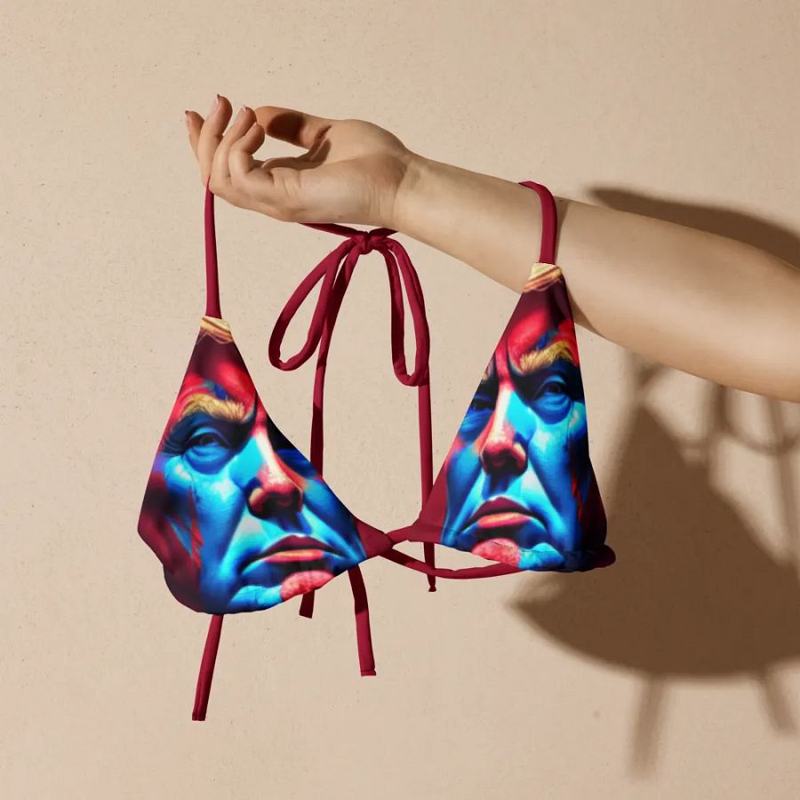 Blue and Red All-Over Bikini Top product image (8)
