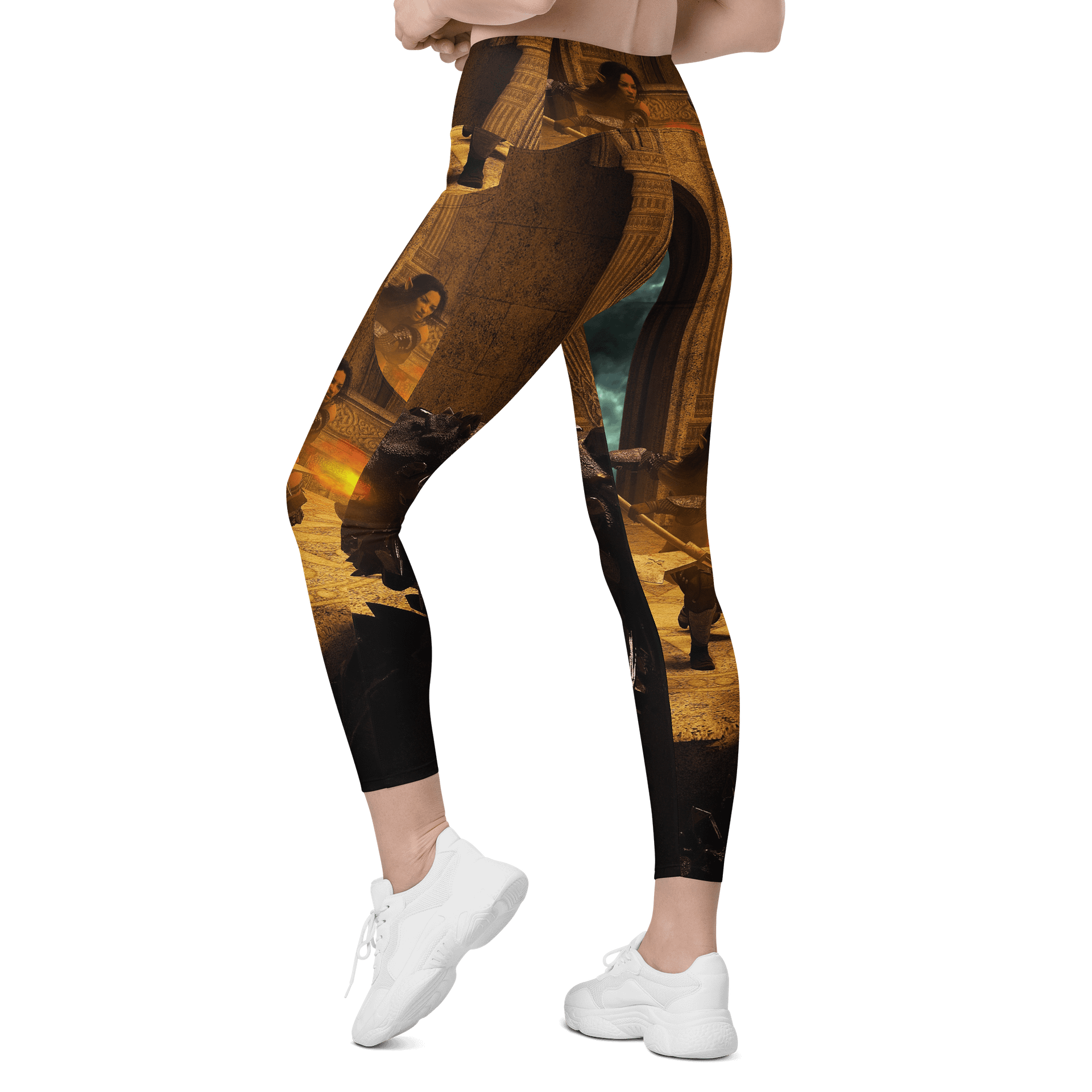'Elven Stories - Warriors Cry Too' Crossover Leggings with Pockets product image (7)