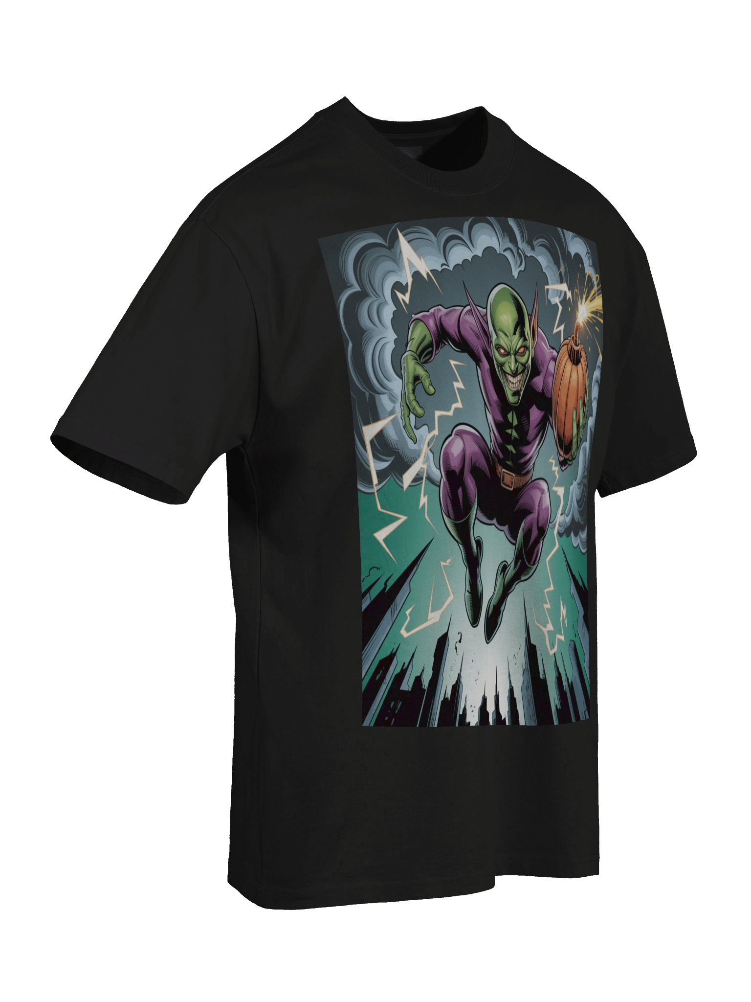 Green Goblin Pumpkin Havoc Oversized Faded T-Shirt – Goblin's Stormy Blitz product image (8)