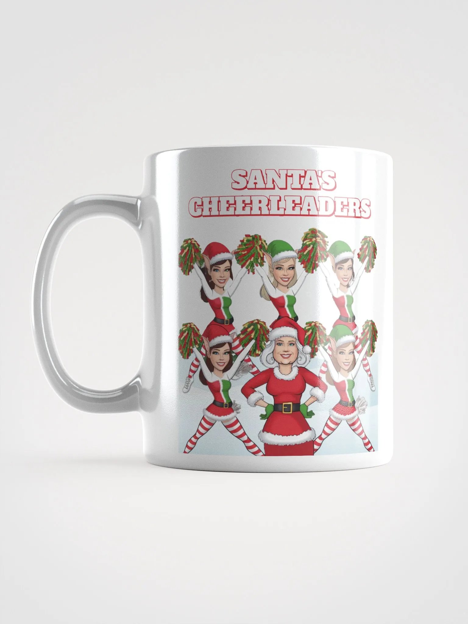 Santa's Cheerleaders Elves Squad White Mug product image (17)