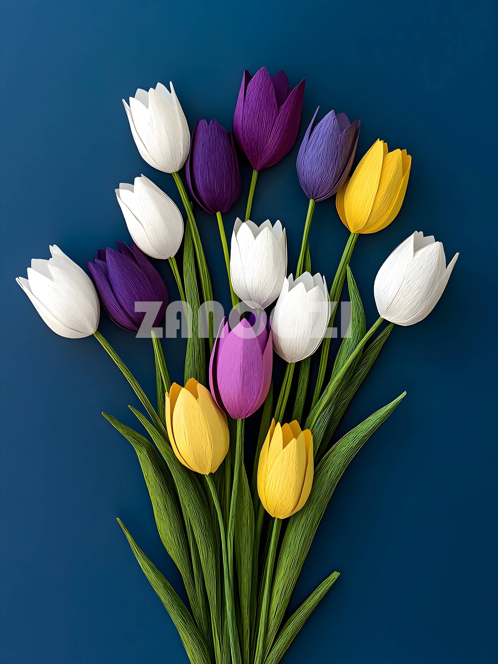 Handcrafted Paper Tulips – Multicolor Crepe Flower Bouquet Art product image (1)