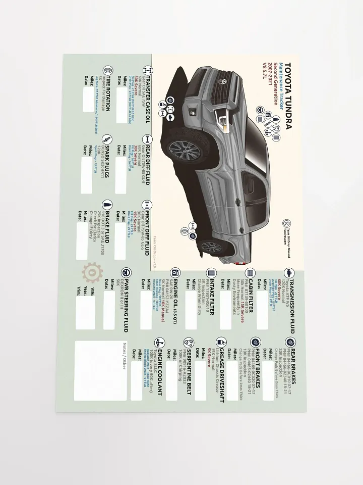 2nd Gen Tundra Maintenance Tracker - Silver / Cement product image (2)