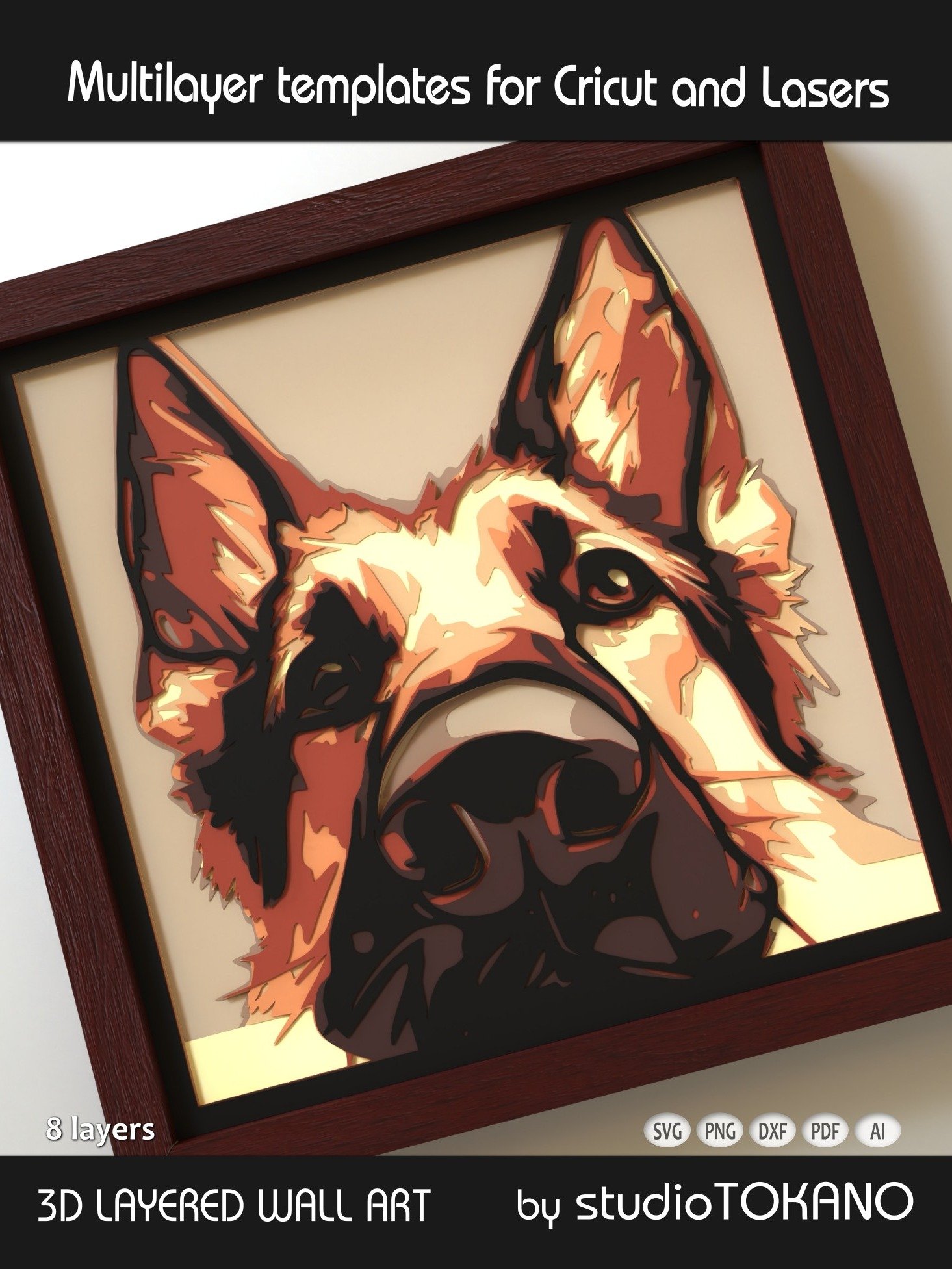 German Shepherd Dog 3D Shadow Box SVG product image (5)