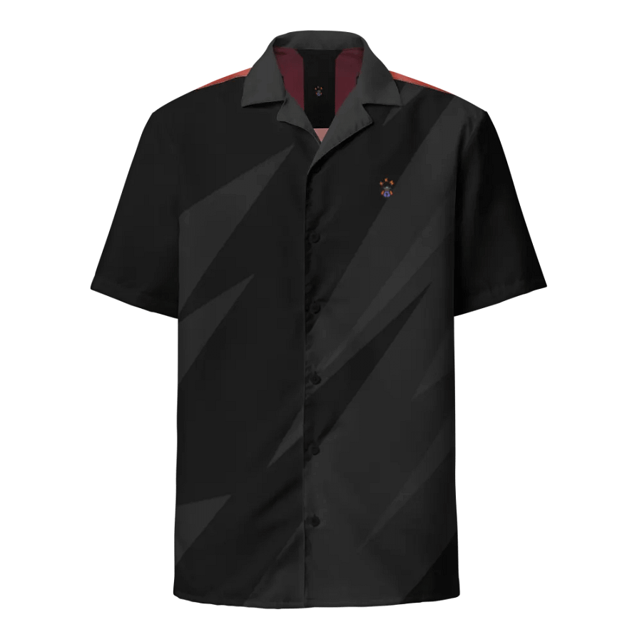 Two Tone Black and Red Blessed by God Button-up Shirt product image (2)
