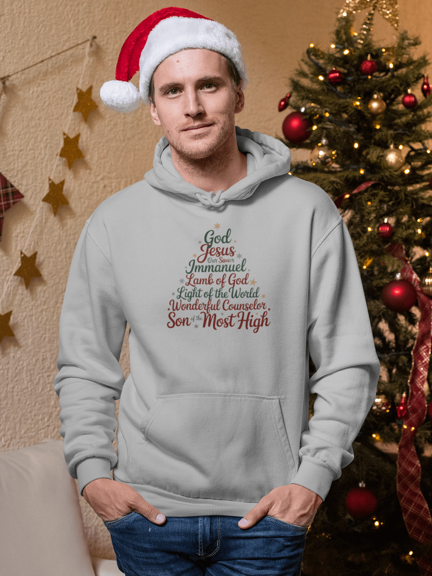 Christian Christmas Hoodie Names Of Jesus Christmas Tree product image (2)