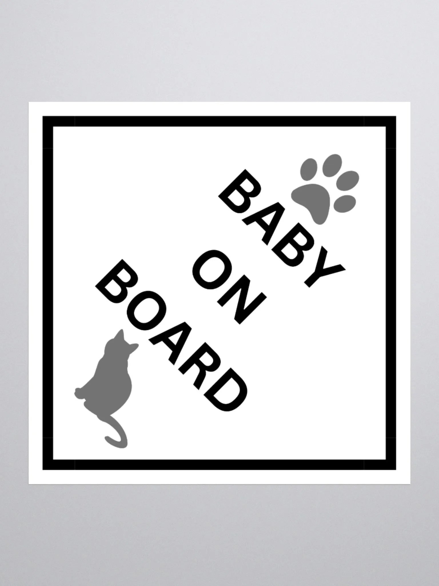 Cat Baby on Board Sticker - Gray on White product image (9)