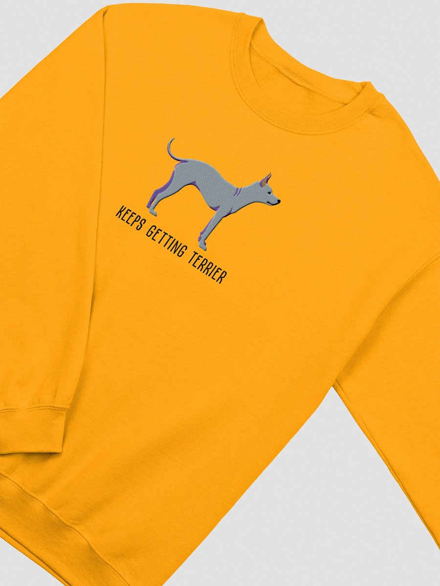 Keeps Getting Terrier Sweatshirt (Embroidered) of an American Hairless Terrier(Blue) product image (12)