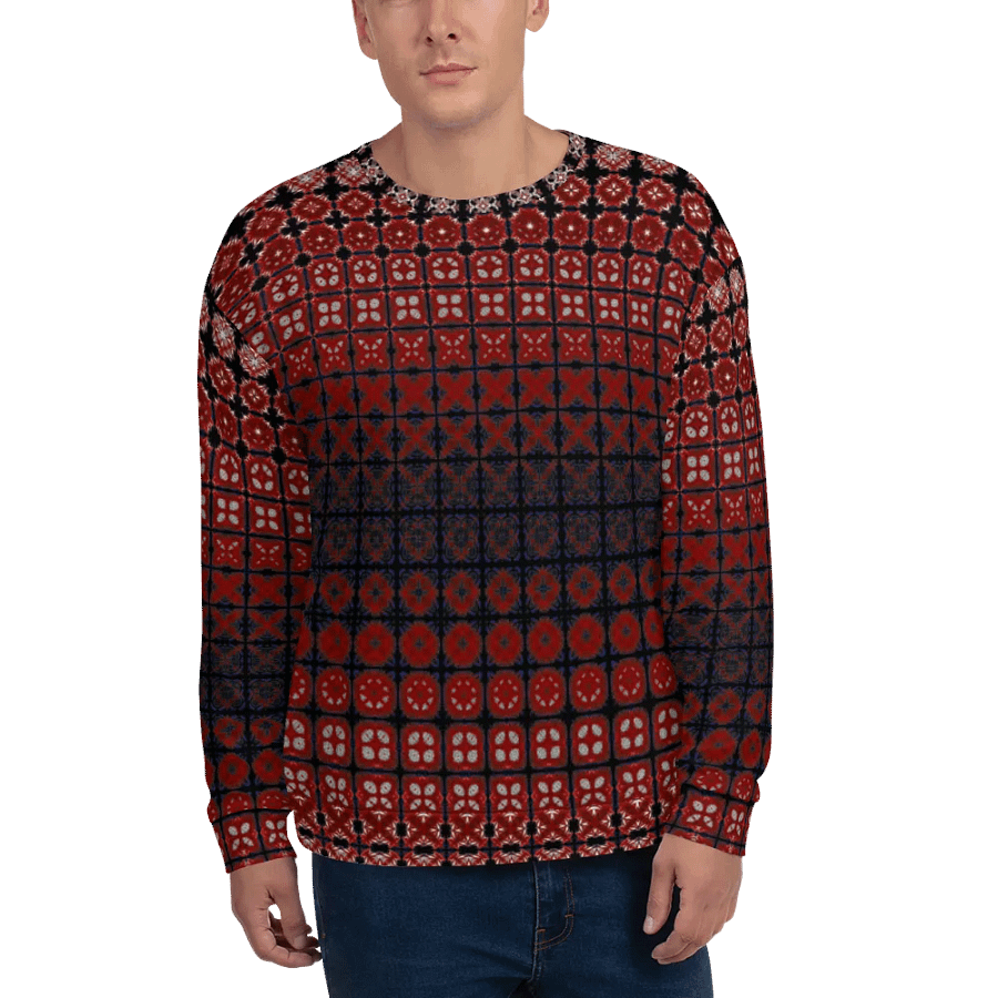 Abstract Red Squares Unisex All Over Print Sweatshirt product image (4)