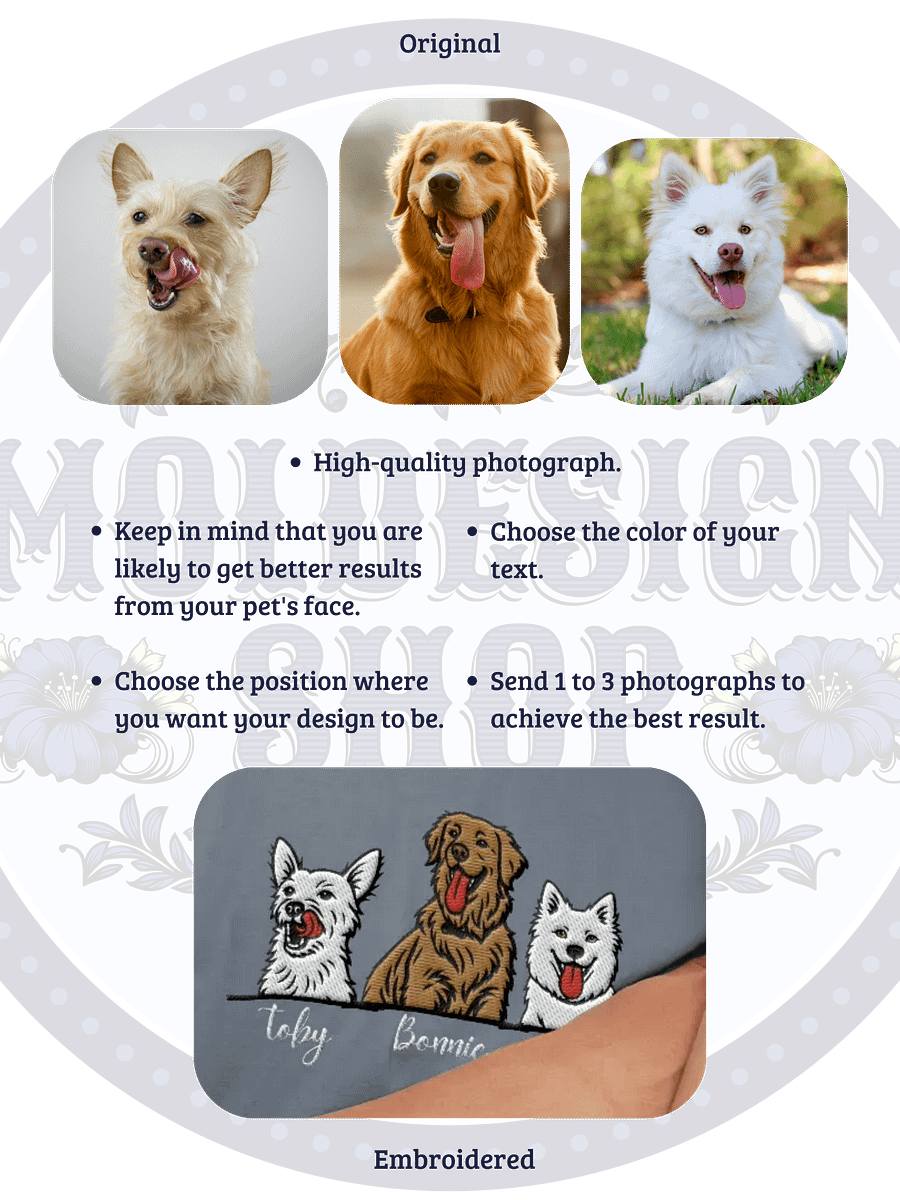 GROUP CUSTOM PET DESIGNS! / T-SHIRT WITH PERSONALIZED NAME / EMBROIDERED product image (8)