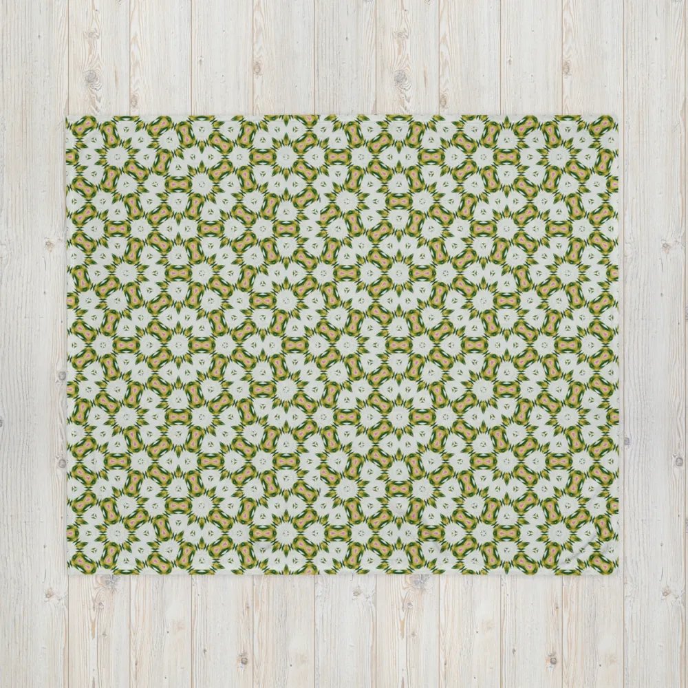 Yellow White Green & Pink Geometric Floral Throw Blanket product image (7)