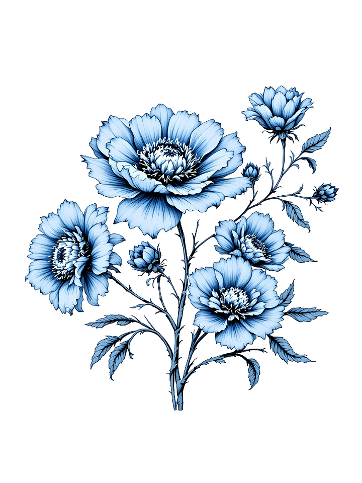 24 Vintage Blue Floral Sketches, Digital Clipart, Botanical Illustrations, Wedding Invitations, Scrapbooking, Card Making, Wall Art Prints product image (1)