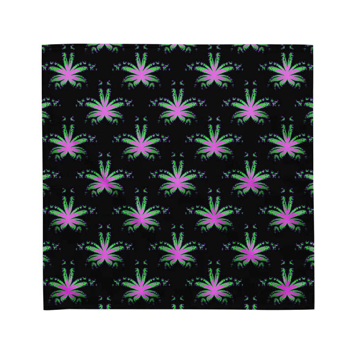Black Pink Green Purple Pot Leaf Pattern Bandana, Cannabis Stoner 420 Fashion product image (2)