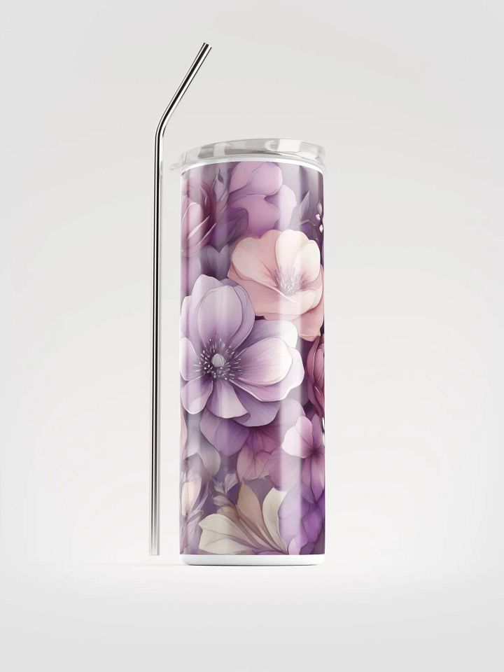 Elevate Gifting with Floral Elegance: Purple Stainless Steel Tumbler with Reusable Straw product image (1)