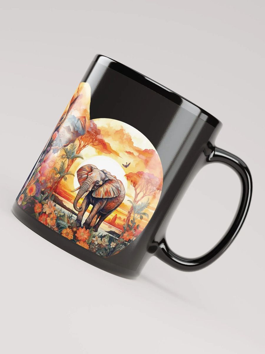 Sunset Elephants Black Glossy Mug product image (4)