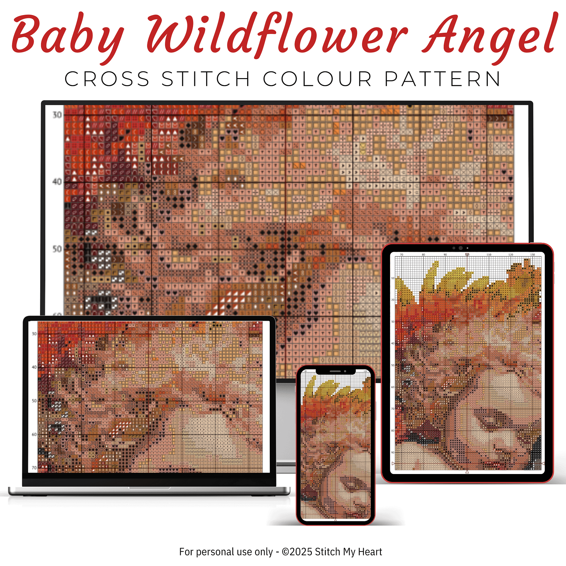 Baby Wildflowers Angel Cross Stitch Pattern product image (3)