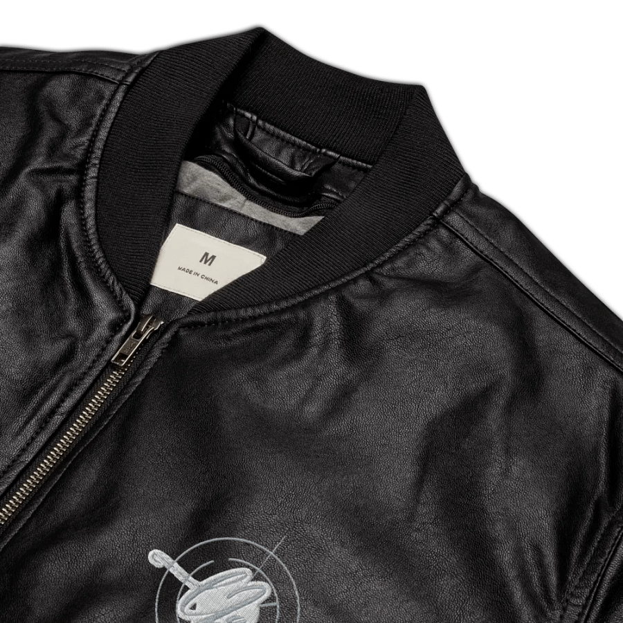 Lrn2aim Faux Leather Bomber Jacket product image (8)