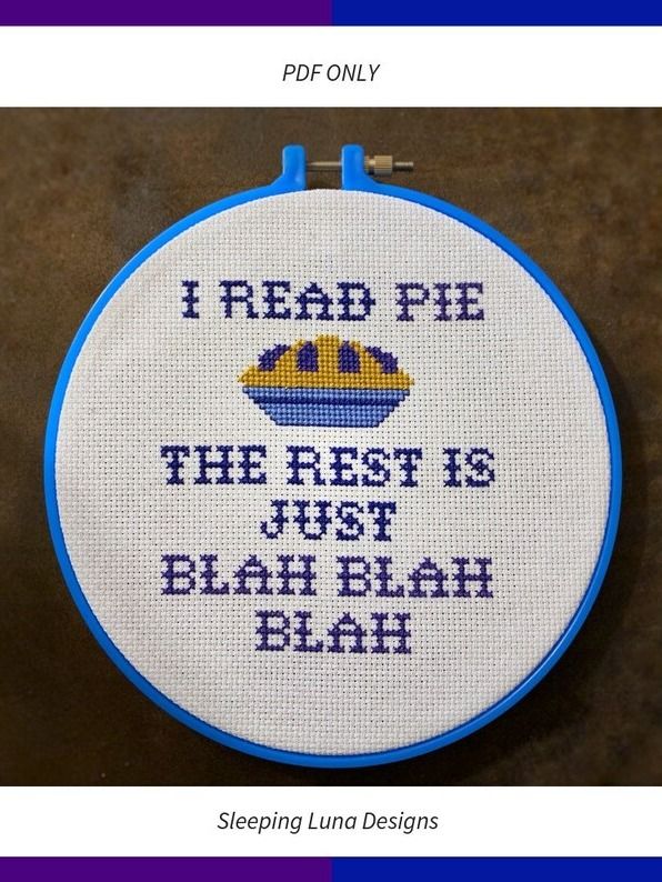 I Read Pie - Cross Stitch Pattern product image (1)