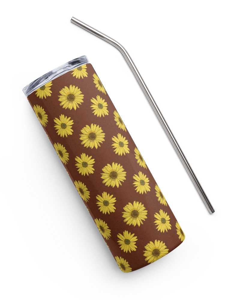 “Helianthus Sunflower Polka Dot” 20-ounce Stainless Steel Tumbler with Straw product image (3)