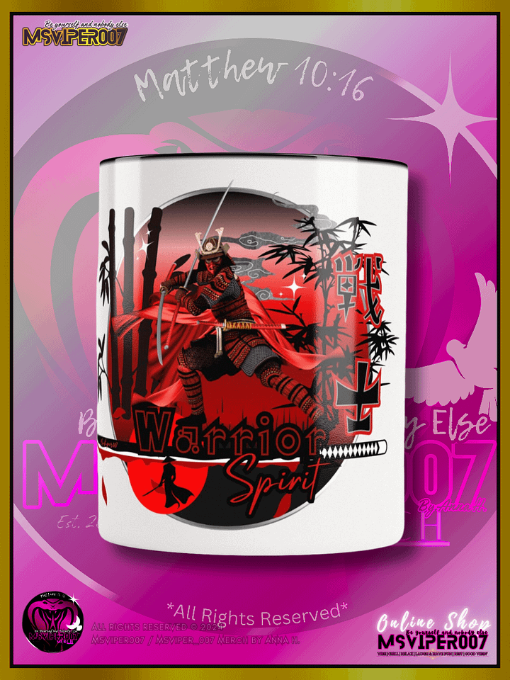 Mug - MsViper007's "Warrior Spirit" (crimson) Hot Beverage Mug with color inside by Anna H. product image (2)