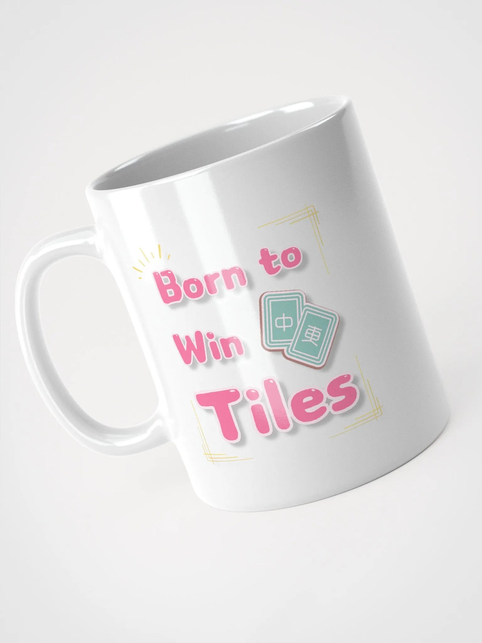 Funny mahjong_born to win tiles white coffee mug product image (6)