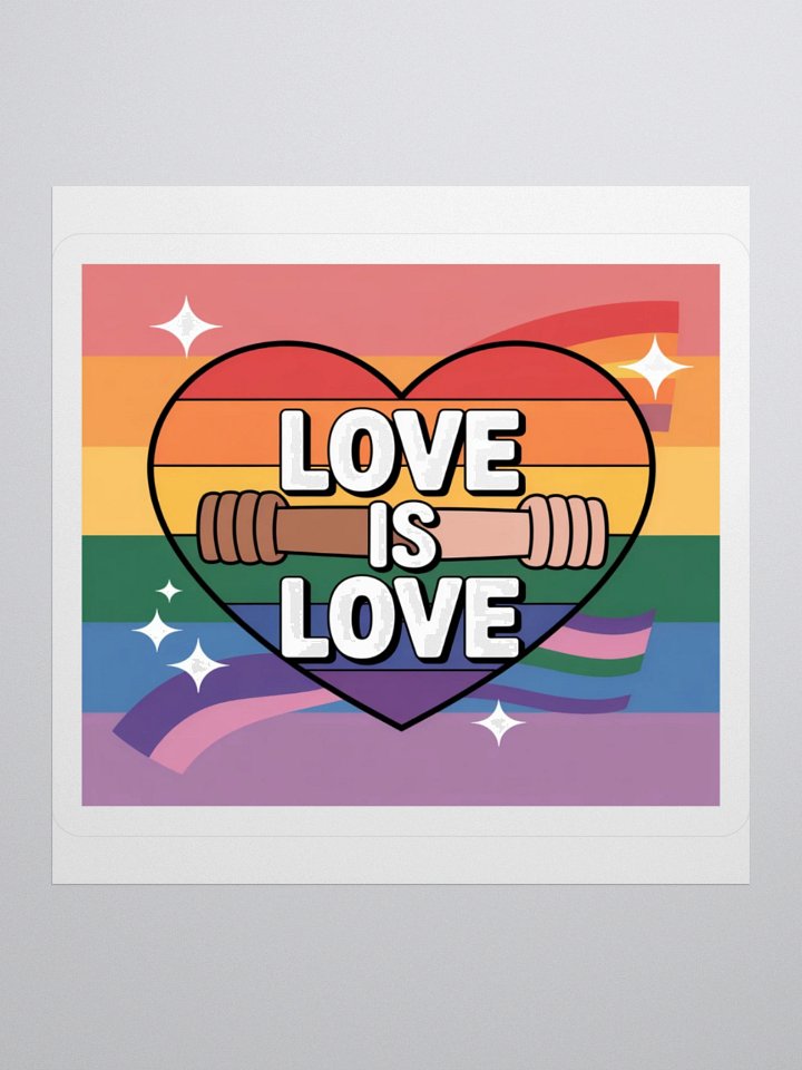 Exclusive 'Love is Love' Rainbow Heart Sticker with Interlocked Hands product image (1)