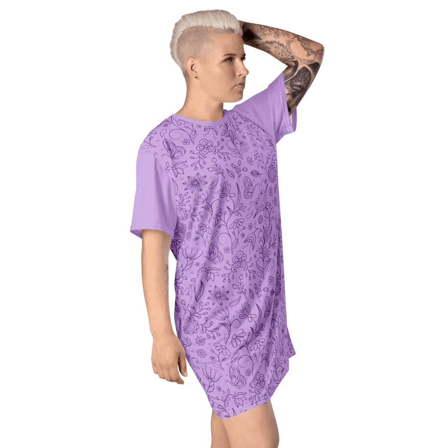 Light Purple Lilac Floral Women's T-Shirt Dress product image (9)