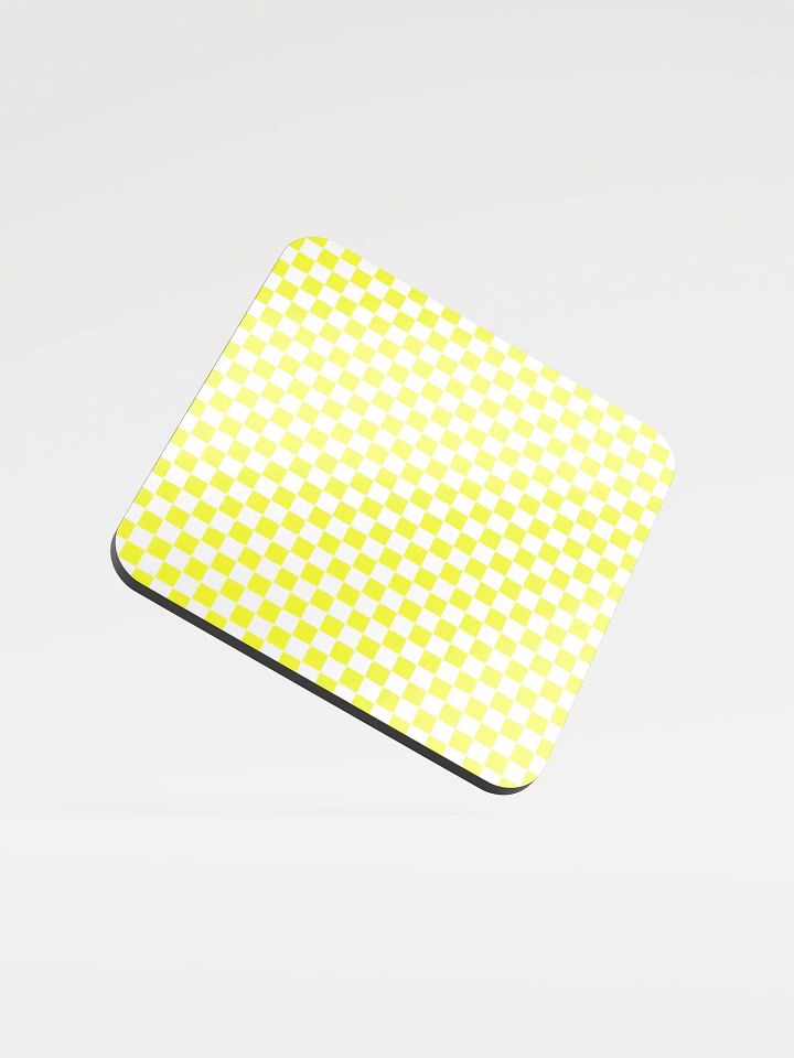 Checkers! Neon Yellow and White Checkered Cork Coaster product image (1)