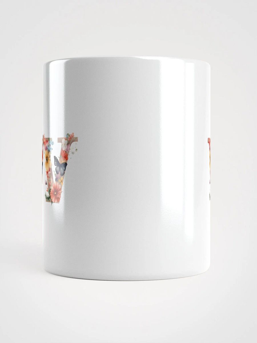 Letter W Monogram Floral Fantasy White Glossy Mug product image (15)