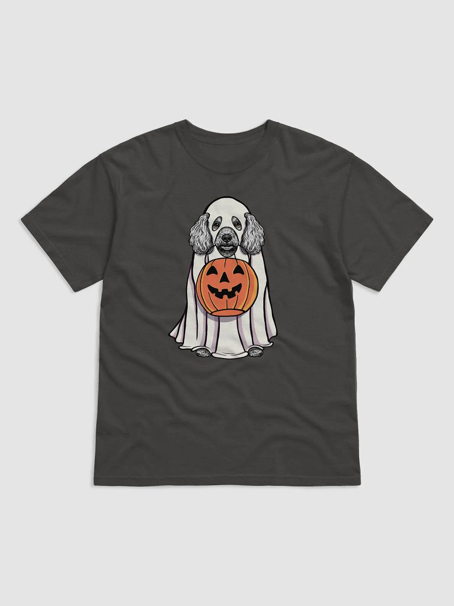 Funny Halloween Mini Poodle(Gray) T-Shirt | Funny Poodle Wearing a Ghost Costume and Holding a Pumpkin Basket product image (17)