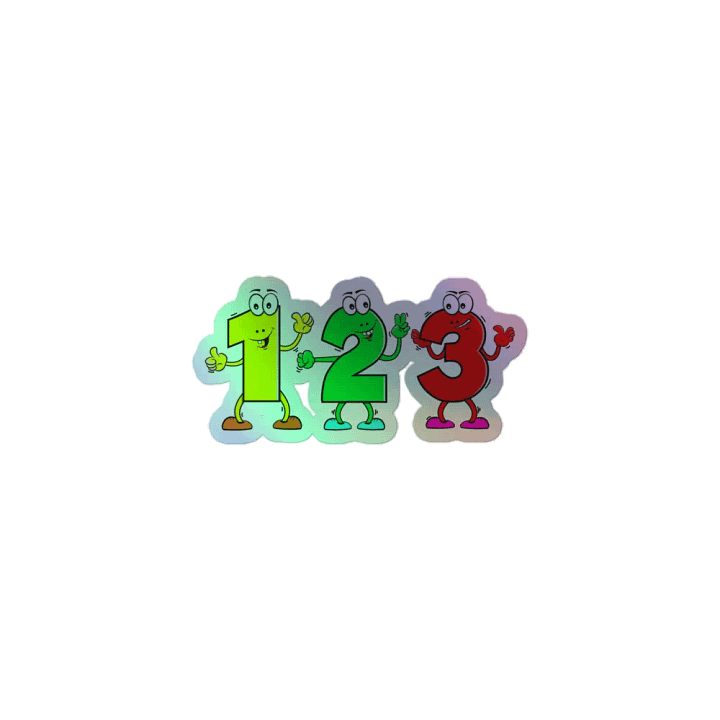 123 NUMBER CARTOON CHARACTER HOLOGRAPHIC STICKER product image (1)