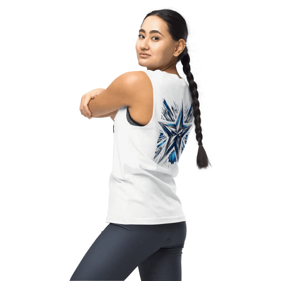 White T3 Blue Star Burst Mens Tank product image (4)
