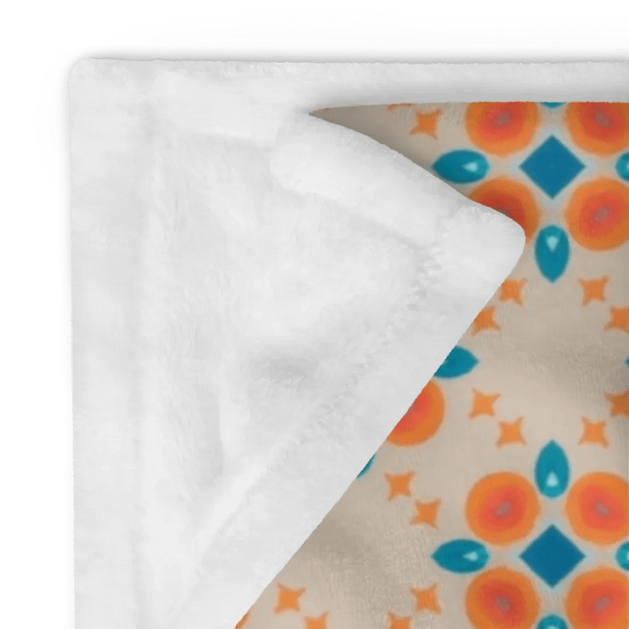 Cream Orange & Blue Diamond Floral Throw Blanket product image (12)